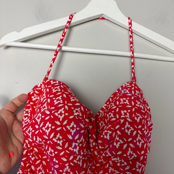 Lauren Ralph Lauren Two Piece Halter Tankini Swimsuit Red and White 4/6 - Picture 5 of 15